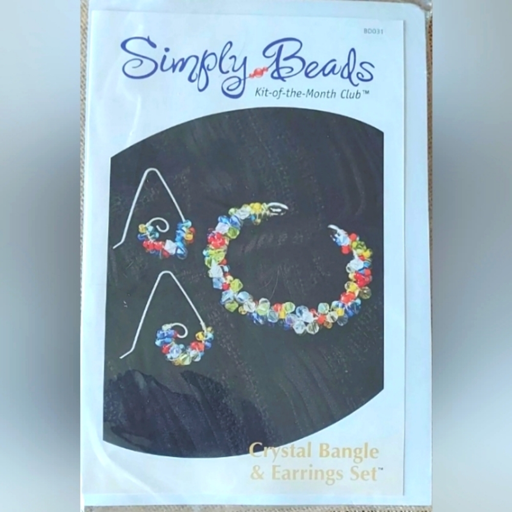 Simply Beads Kit DIY Crystal Bangle Bracelet & Earrings Set BD031 Rainbow Colors